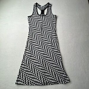Calvin Klein Checkerboard Racing Dress Women Racer Back Small Midi